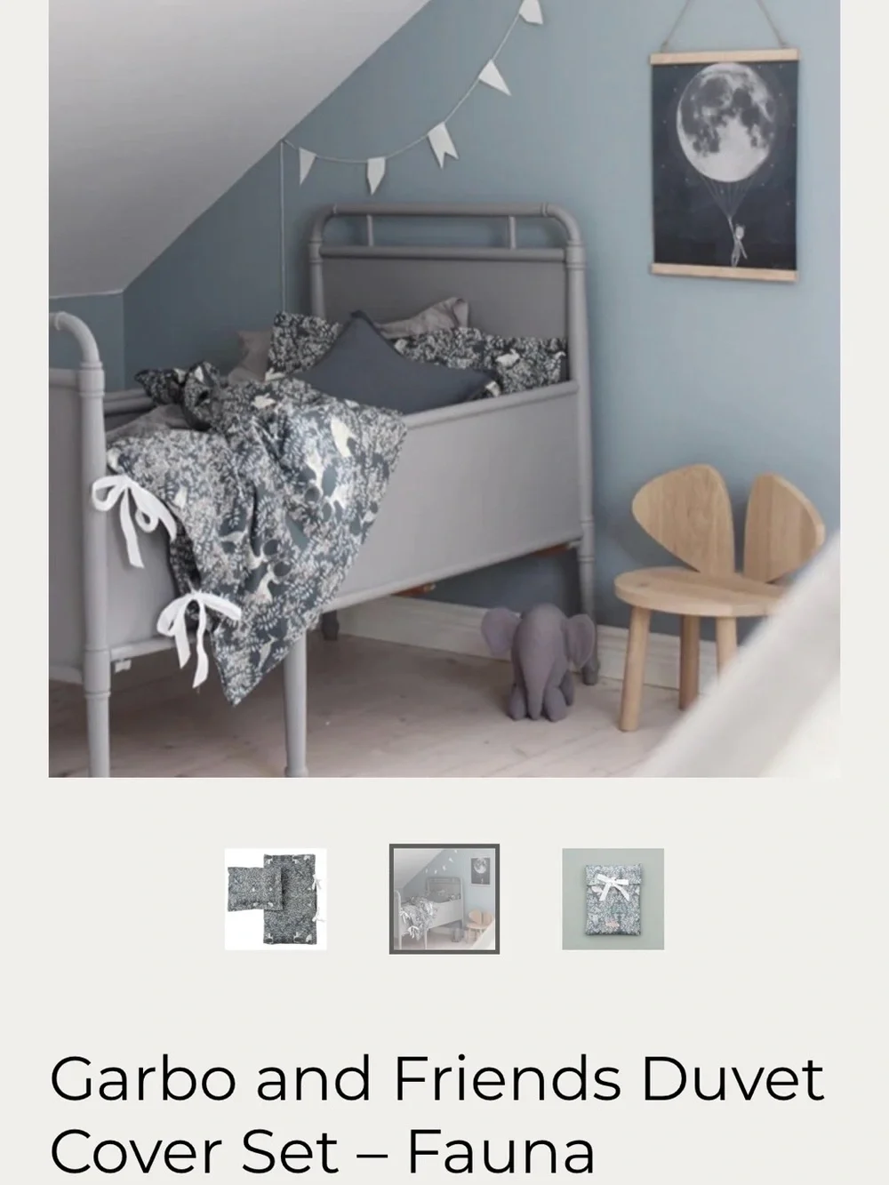 Garbo & Friends fabulous fauna sage green duvet with shams